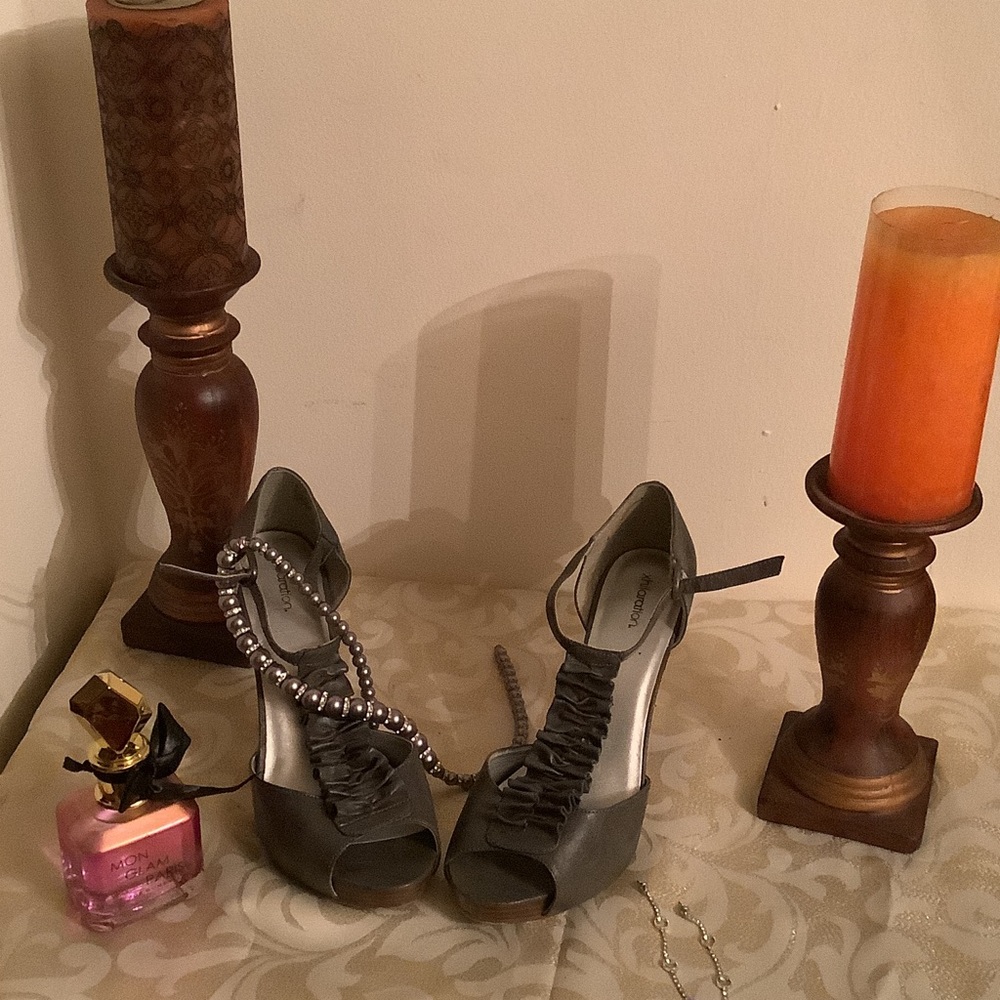 Xhilaration Charcoal Peep-Toe Heels